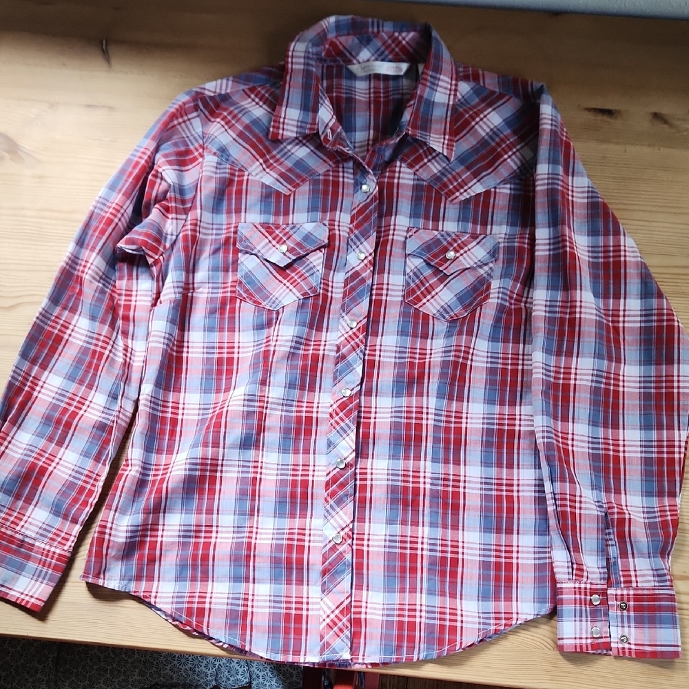 Classic Red Plaid Western Button Down Shirt